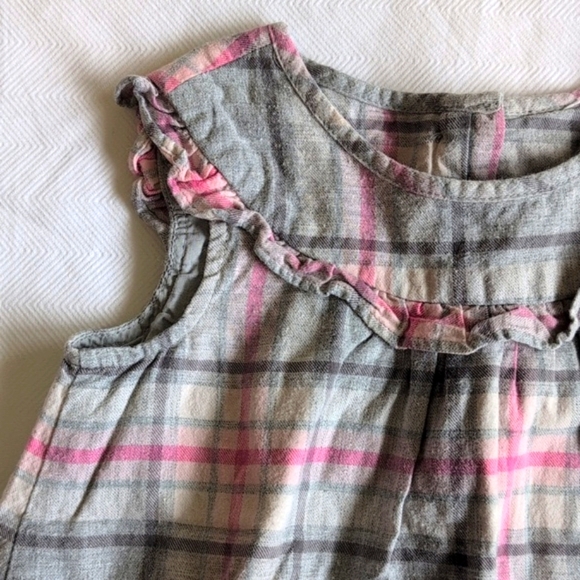 babyGap gray & pink plaid cotton flannel blouse with lining 2T toddler girls - Picture 2 of 6